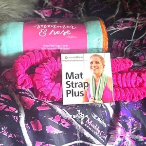 2pc Yoga Mat Strap Plus & Summer & Rose Yoga Towel Bundle